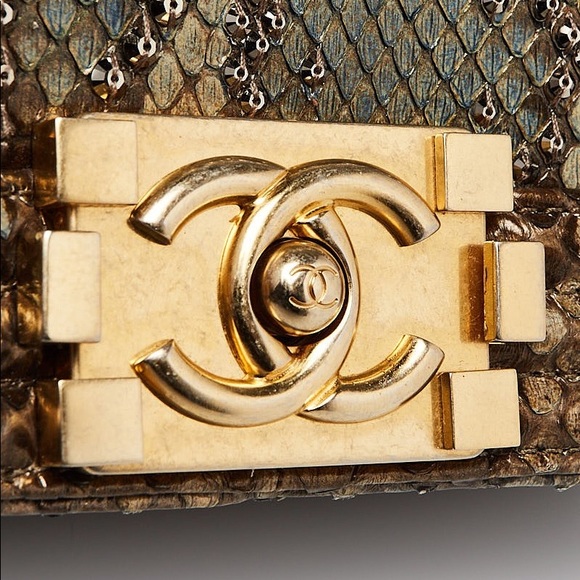 CHANEL Gold Python and Crystal Embellished Boy Bag - Picture 2 of 2